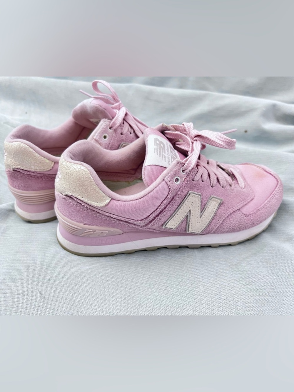 New Balance Pink Suede & Mesh Sneakers 574